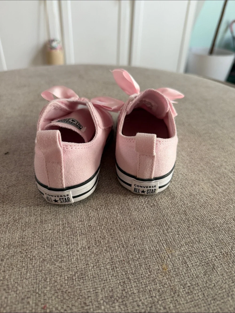Converse Kids Pink Satin Bow Slip-On Sneakers